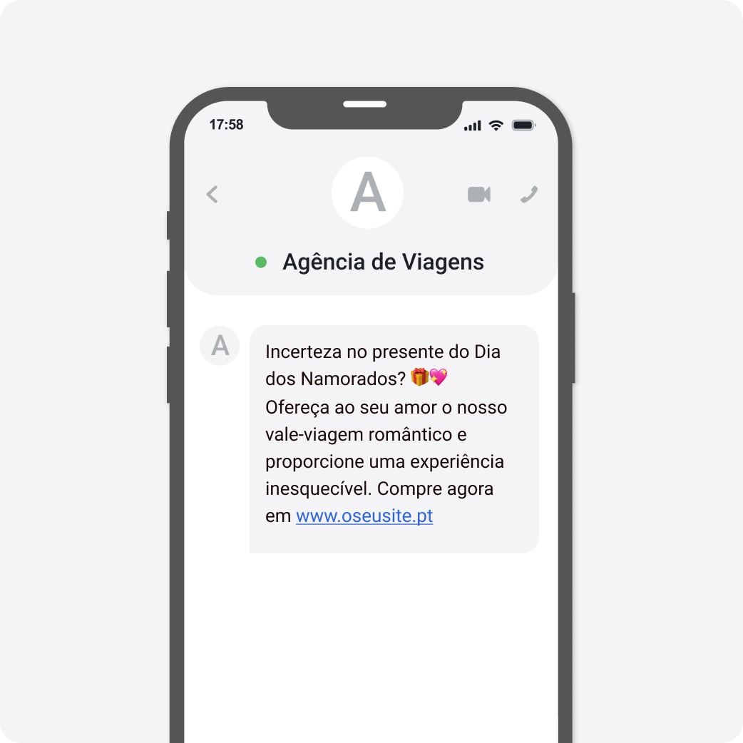 Template SMS Dia dos Namorados Agências de Viagens 