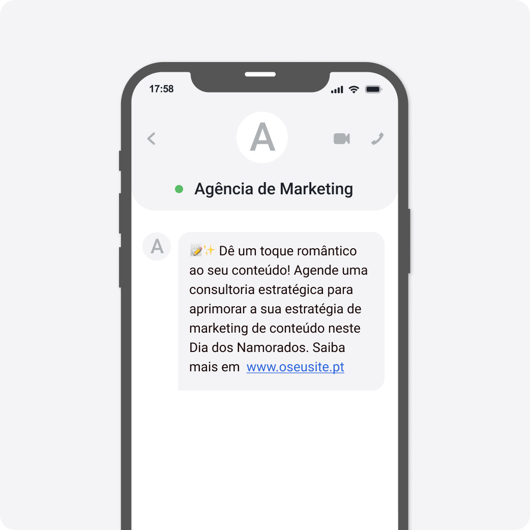 Template SMS Dia dos Namorados Agências de Marketing