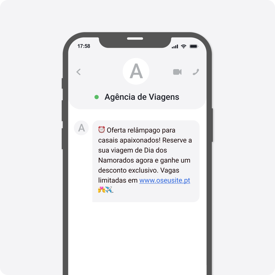 Template SMS Dia dos Namorados Agências de Viagens