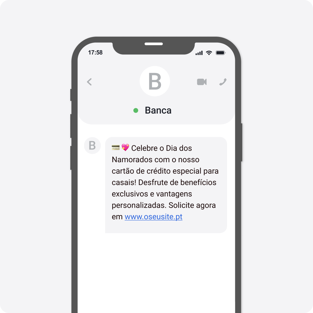 Template SMS Dia dos Namorados Banca e Seguros