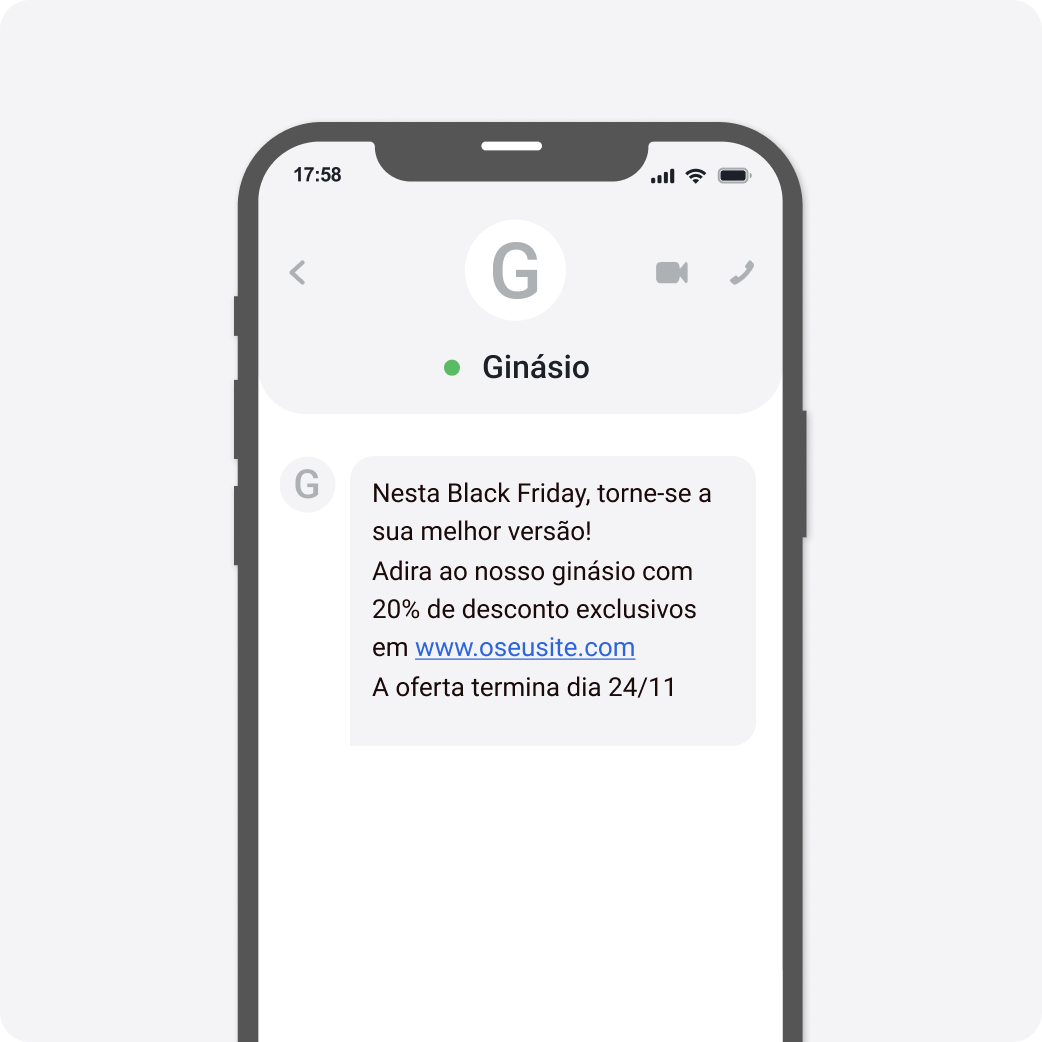 Template SMS Black Friday Desporto e Fitness