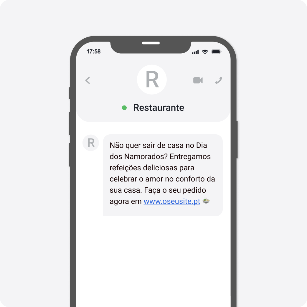 Template SMS Dia dos Namorados Restauração e Hotelaria 