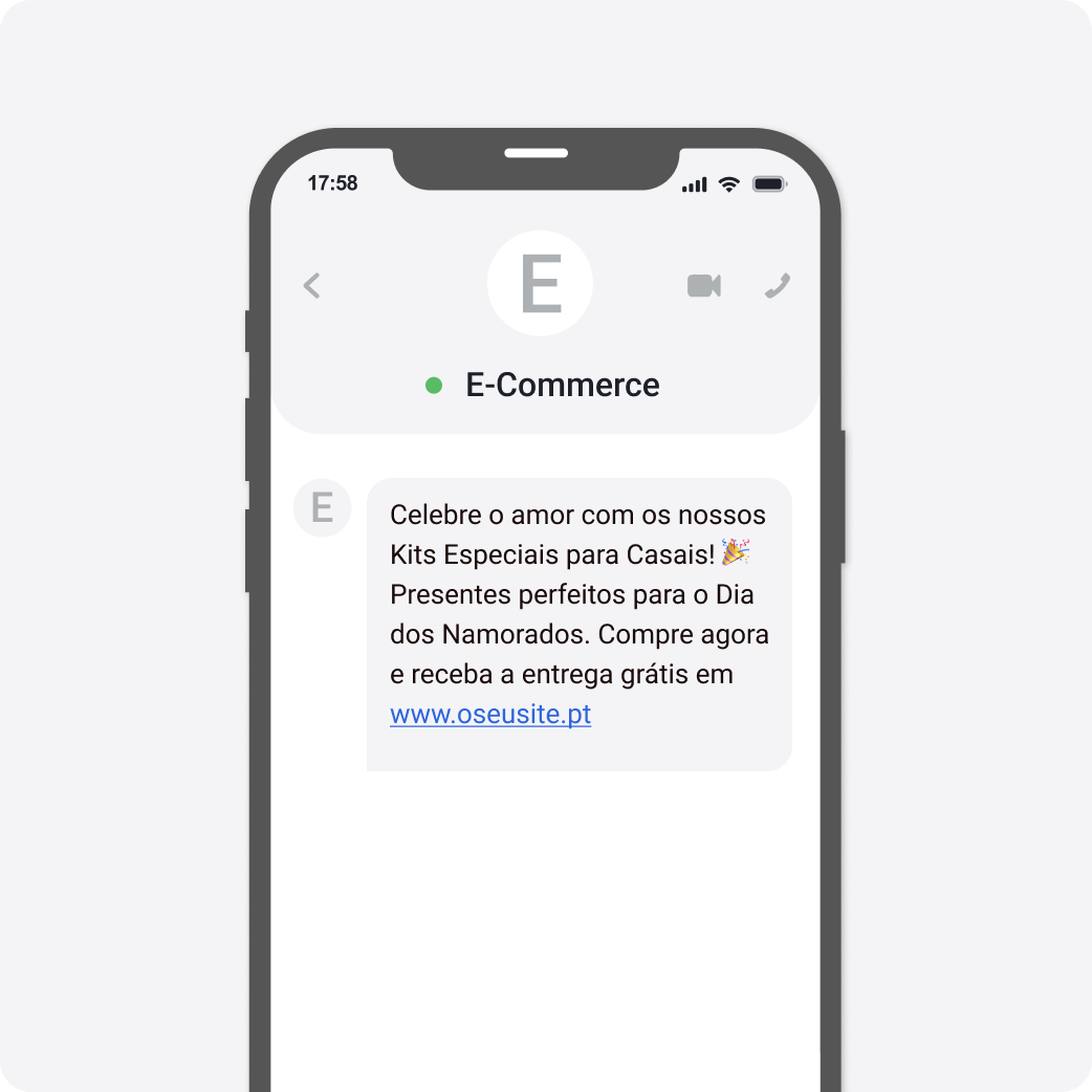 Template SMS Dia dos Namorados E-Commerce e Retalho 