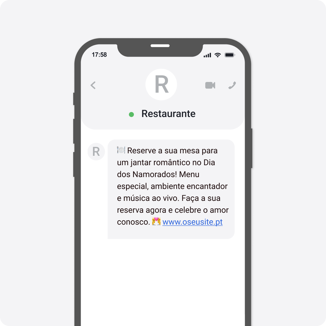 Template SMS Dia dos Namorados Restauração e Hotelaria 