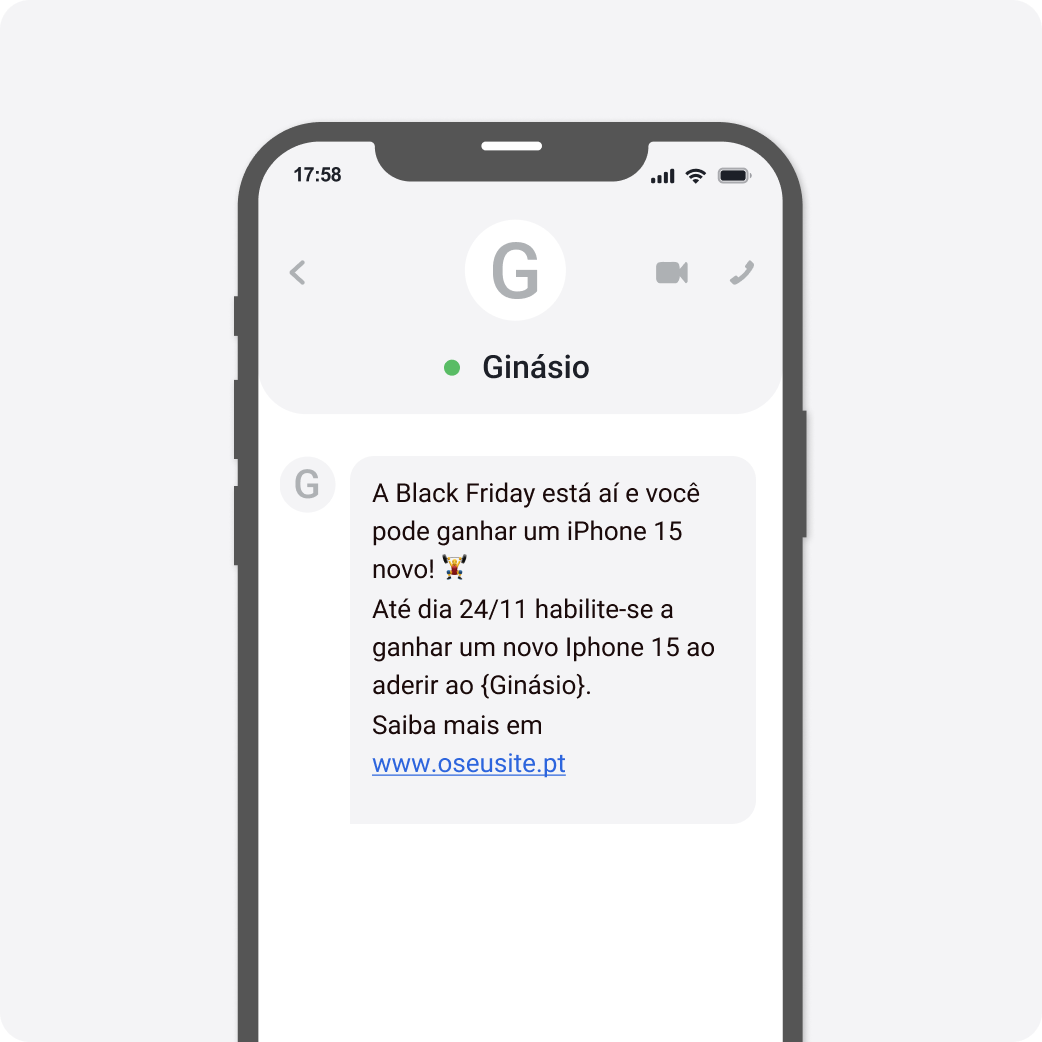 Template SMS Black Friday Desporto e Fitness