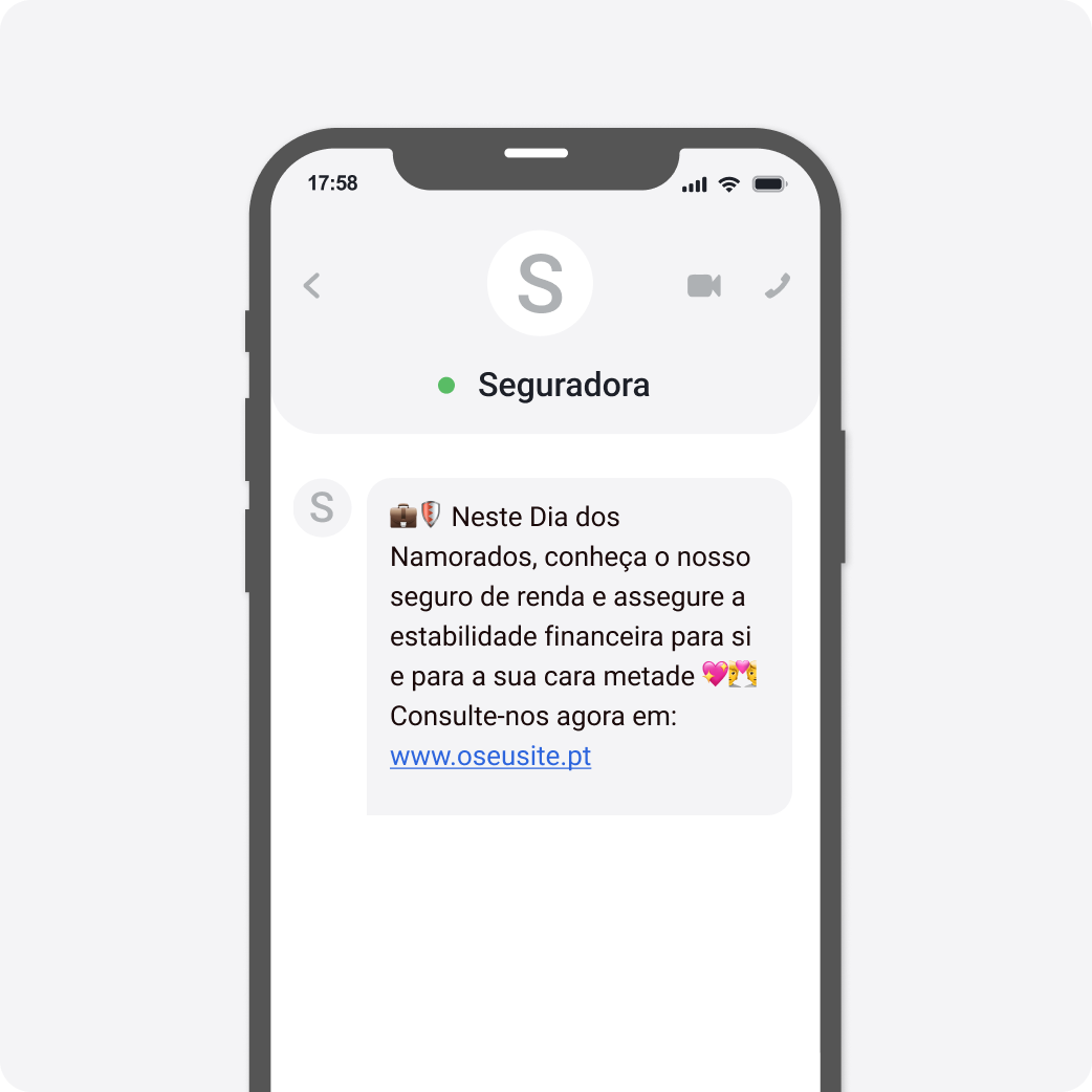 Template SMS Dia dos Namorados Banca e Seguros