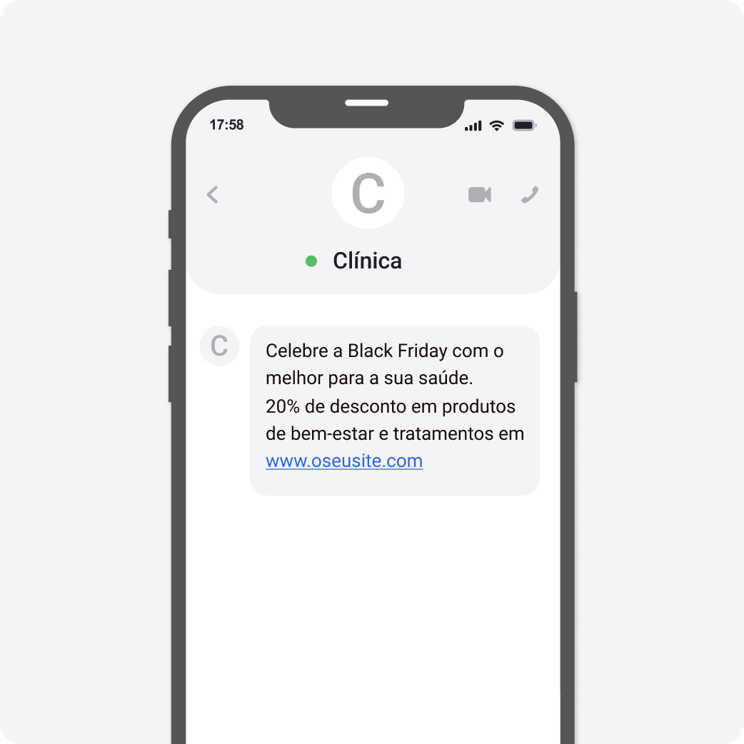 Template SMS Black Friday Saúde 