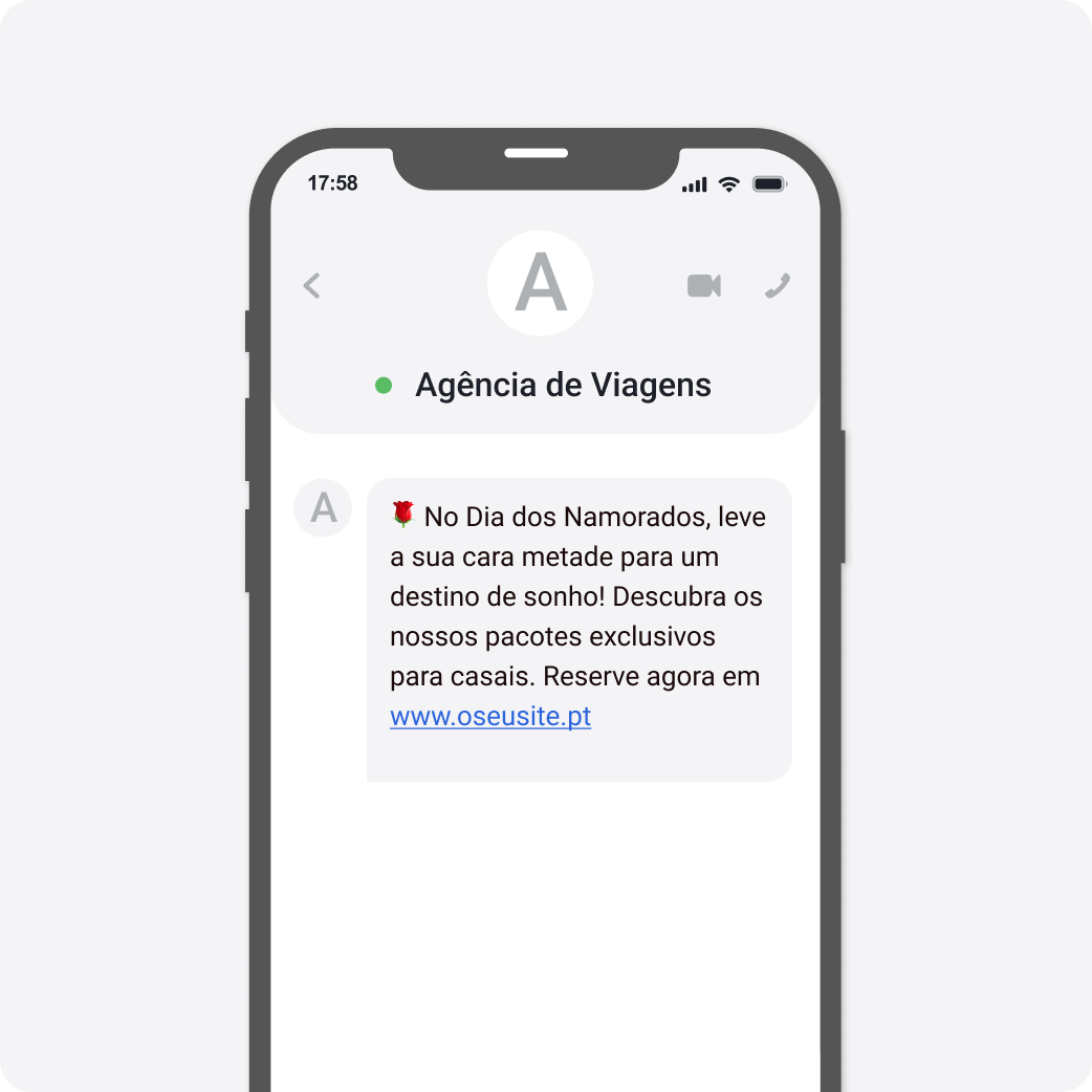 Template SMS Dia dos Namorados Agências de Viagens 